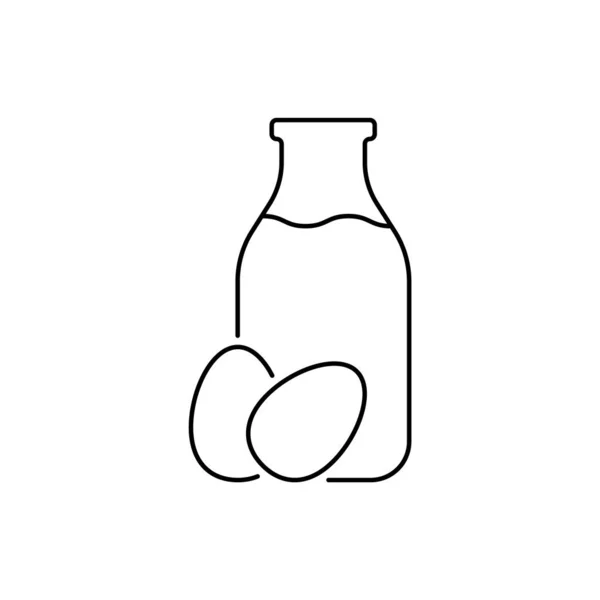 Bottle Milk Eggs Line Icon Editable Stroke — Stock vektor