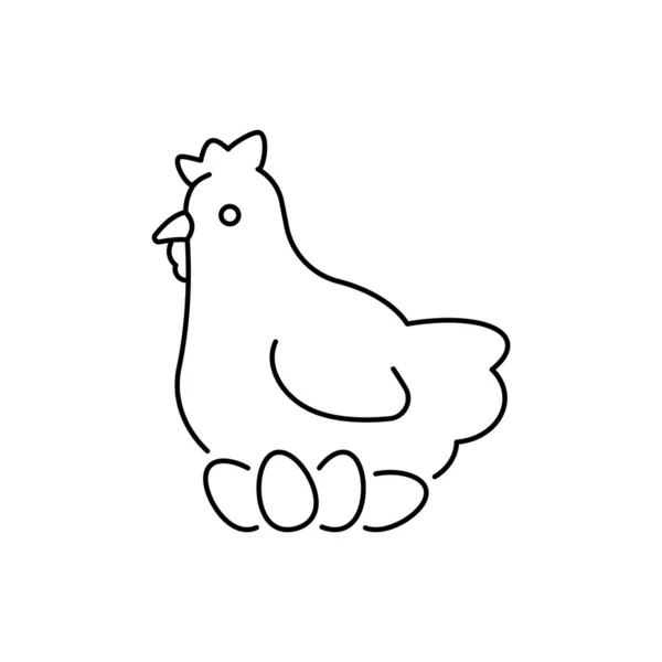 Hen Incubates Eggs Linear Icon Editable Stroke — Vector de stock