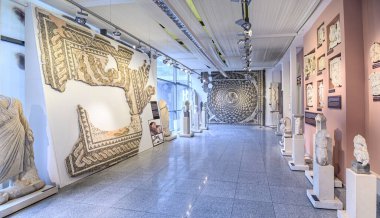 Filibe, Bulgaristan. Filipinler 'deki arkeoloji müzesinde antik mozaikler.