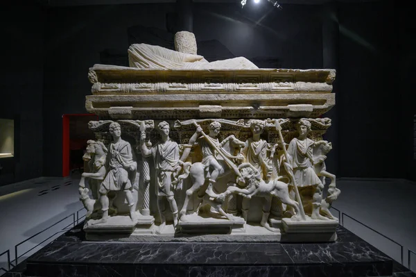 土耳其哈塔伊地区Antakya 在Antakya考古博物馆展出的古代石棺 — 图库照片