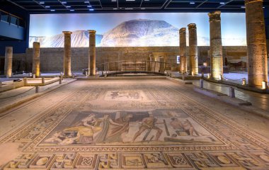 Gaziantep, Turkey. Zeugma Mosaic Museum, one of the largest mosaic collection in the world. The ancient city of Zeugma is known to have been founded by Alexander the Great in 300BC clipart