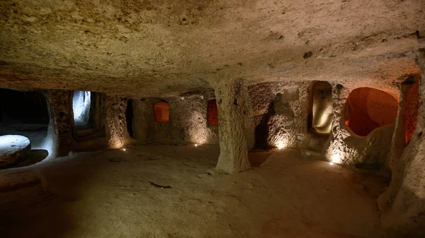 Kaymakli Starożytne Wielopoziomowe Podziemne Miasto Jaskiniowe Kapadocji Turcja — Zdjęcie stockowe