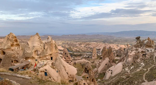 Panorama Kapadocji Krajobraz Turcji Doliny Starożytną Formacją Skalną Jaskiniami Widok — Zdjęcie stockowe