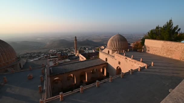 Mardin Turki Kota Tua Saat Matahari Terbit Pemandangan Dari Madrasah — Stok Video