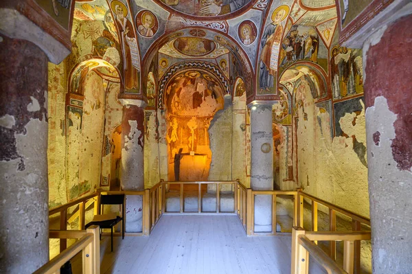Frescos Freskók Ősi Barlangban Apple Church Vagy Elmali Kilise Festett — Stock Fotó