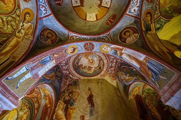 Frescos Murais Caverna Antiga Igreja Apple Elmali Kilise Pintados Diretamente — Fotografia de Stock
