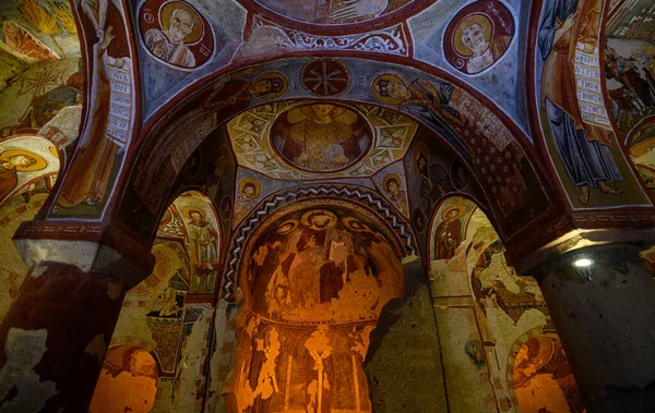 Frescos Freskók Ősi Barlangban Apple Church Vagy Elmali Kilise Festett — Stock Fotó