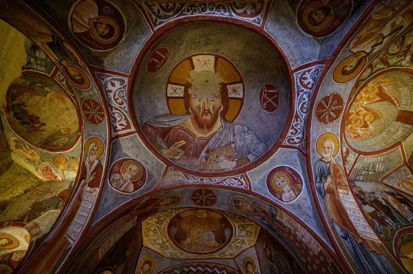 Frescos Murals Ancient Cave Apple Church Elmali Kilise Painted Directly — стоковое фото