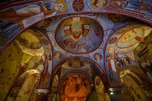 Frescos Freskók Ősi Barlangban Apple Church Vagy Elmali Kilise Festett — Stock Fotó