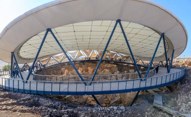 Göbekli Tepe, Şanlıurfa, Türkiye. Göbeklitepe Antik Alanı dünyanın en eski tapınağıdır. UNESCO Dünya Mirası.