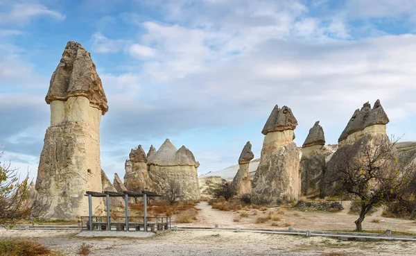 Feenschornsteine Felsformationen Der Nähe Von Goreme Kappadokien Türkei — Stockfoto