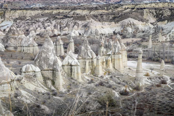 Vílí Komíny Údolí Lásky Skalní Útvary Poblíž Goreme Cappadocia Turecko — Stock fotografie