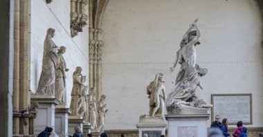 Floransa, İtalya 'da. Loggia dei Lanzi Piazza della Signoria 'da