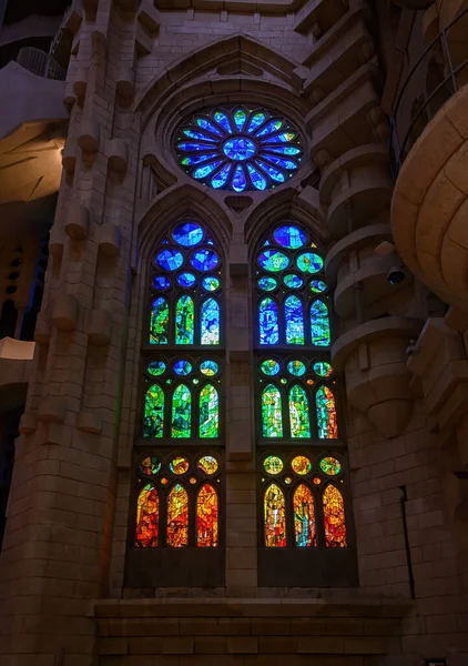 Barcelona Spain September 2021 Dome Lights Coming Stained Glass Windows — Stock Photo, Image