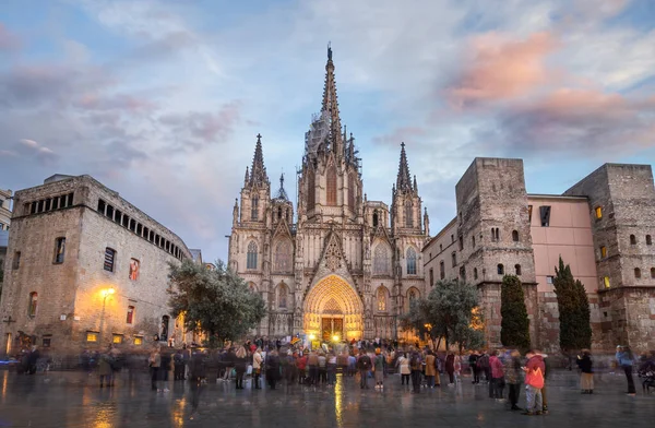 Barcelona Hiszpania Panoramiczny Widok Katedrę Barcelonie Catedral Santa Cruz Santa — Zdjęcie stockowe