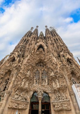 Barselona, İspanya. La Sagrada Familia Katedrali. Mimar Antonio Gaudi tarafından tasarlandı.