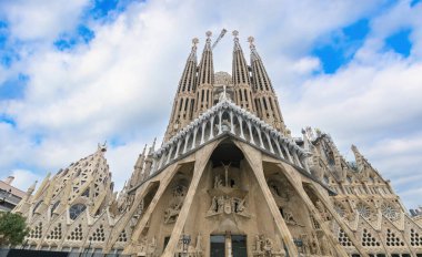 Barselona, İspanya. La Sagrada Familia Katedrali. Mimar Antonio Gaudi tarafından tasarlandı.