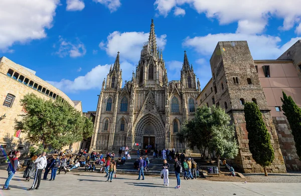 Barcelona Hiszpania Widok Katedrę Barcelonie Catedral Santa Cruz Santa Eulalia — Zdjęcie stockowe