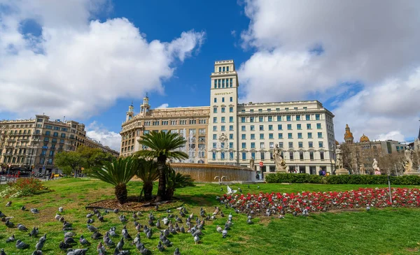 Barcelona Hiszpania Placa Catalunya Plac Katalonii Duży Plac Centrum Barcelony — Zdjęcie stockowe