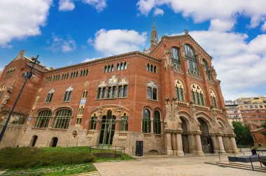 Barselona, İspanya. Santa Creu i Sant Pau Hastanesi. Barcelona 'daki en büyük sanat sitesi.