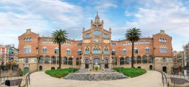 Barselona, İspanya. Santa Creu i Sant Pau Hastanesi. Barcelona 'daki en büyük sanat sitesi.