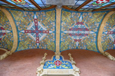 Barcelona, Spain. Interior of the Hospital de la Santa Creu i Sant Pau complex, the world's largest Art Nouveau Site in Barcelona