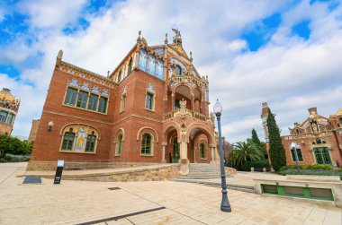 Barselona, İspanya. Santa Creu i Sant Pau Hastanesi. Barcelona 'daki en büyük sanat sitesi.