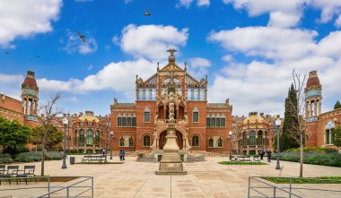 Barselona, İspanya. Santa Creu i Sant Pau Hastanesi. Barcelona 'daki en büyük sanat sitesi.