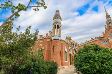 Barselona, İspanya. Santa Creu i Sant Pau Hastanesi. Barcelona 'daki en büyük sanat sitesi.