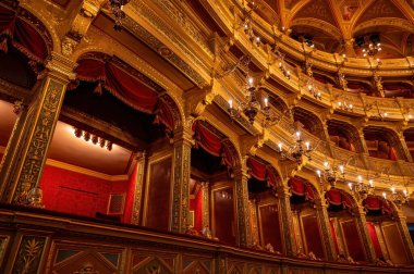 Budapest, Hungary. Interior of the Hungarian Royal State Opera House, considered one of the architect's masterpieces and one of the most beautiful in Europe.