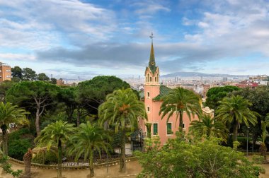 Antoni tarafından tasarlanan park guell gaudi Barcelona, İspanya.