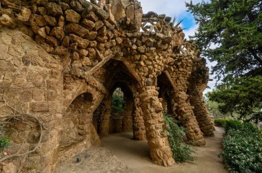 Antoni tarafından tasarlanan park guell gaudi Barcelona, İspanya.