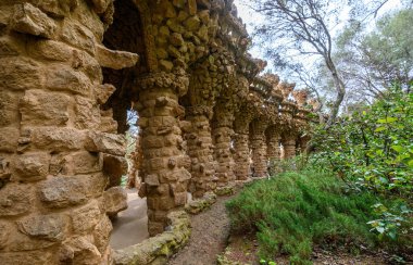 Antoni tarafından tasarlanan park guell gaudi Barcelona, İspanya.