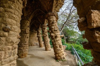 Antoni tarafından tasarlanan park guell gaudi Barcelona, İspanya.