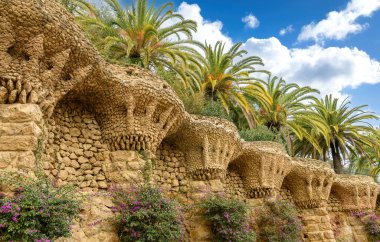 Antoni tarafından tasarlanan park guell gaudi Barcelona, İspanya.