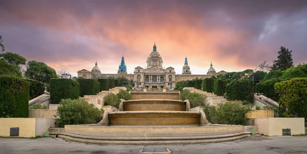 Plaza Espanya Palau Montjuic Barcelonie Hiszpania Narodowe Muzeum Sztuki Katalońskiej — Zdjęcie stockowe