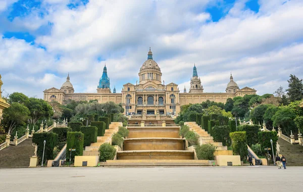 Plaza Espanya Palau Montjuic Barcelona Espanha Museu Arte Nacional Catalão — Fotografia de Stock