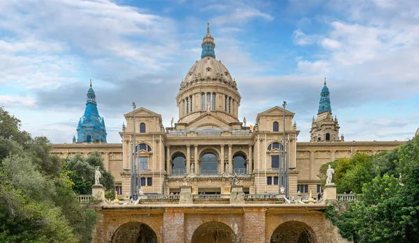 Plaza Espanya Palau Montjuic Barcelonie Hiszpania Narodowe Muzeum Sztuki Katalońskiej — Zdjęcie stockowe