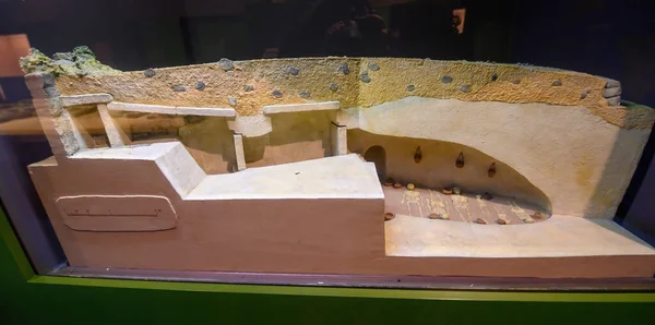 Барселона Испания 2022 Артефакты Интерьер Каталонского Музея Археологии — стоковое фото