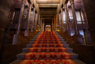 Barselona, İspanya. Palau Guell 'in ya da sarayın içi. Katalan mimar Antoni Gaudi tarafından tasarlanmış bir malikane.