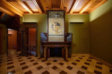 Barselona, İspanya. Palau Guell 'in ya da sarayın içi. Katalan mimar Antoni Gaudi tarafından tasarlanmış bir malikane.