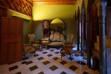Barselona, İspanya. Palau Guell 'in ya da sarayın içi. Katalan mimar Antoni Gaudi tarafından tasarlanmış bir malikane.