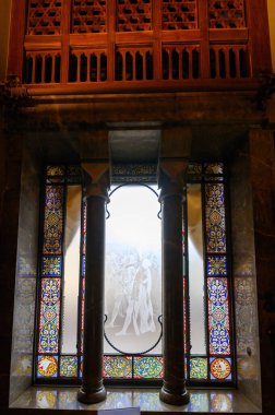 Barselona, İspanya. Palau Guell 'in ya da sarayın içi. Katalan mimar Antoni Gaudi tarafından tasarlanmış bir malikane.