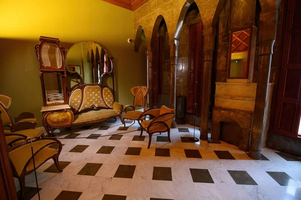Barselona, İspanya. Palau Guell 'in ya da sarayın içi. Katalan mimar Antoni Gaudi tarafından tasarlanmış bir malikane.
