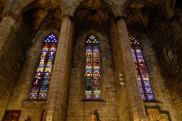 Barcelona Španělsko Interiér Kostela Santa Maria Del Mar Okrese Ribera — Stock fotografie