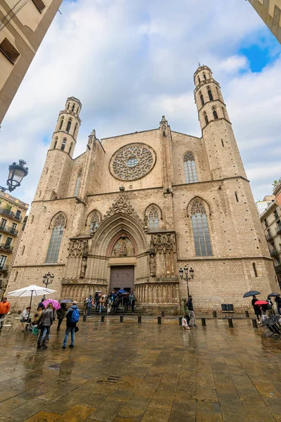 Barcelona Spanje Santa Maria Del Mar Een Kerk Wijk Ribera — Stockfoto