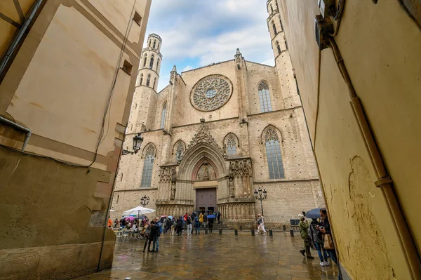 Barcelona Hiszpania Santa Maria Del Mar Kościół Dzielnicy Ribera Barcelonie — Zdjęcie stockowe