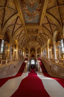 Budapeşte, Macaristan. Macar Parlamentosu binasının içi