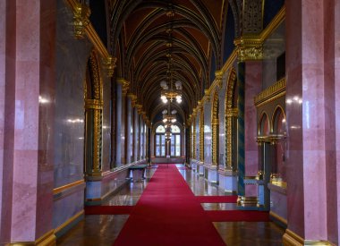 Budapeşte, Macaristan. Macar Parlamentosu binasının içi