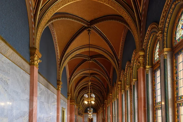 Budapest Magyarország Magyar Parlament Épületének Belseje — Stock Fotó